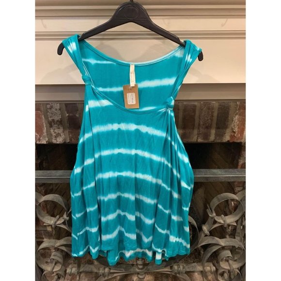 NWT Bozzolo teal and white tie dye tank top, small (bin A) - Picture 1 of 6
